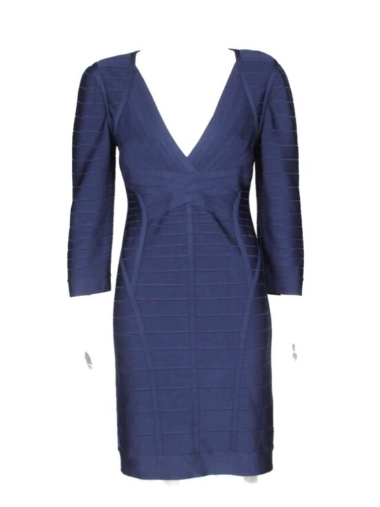 Herve Leger Dresses & Skirts - HERVE LEGER JOANA Navy Blue Bandage 3/4 Sleeve Dress sz Medium /791